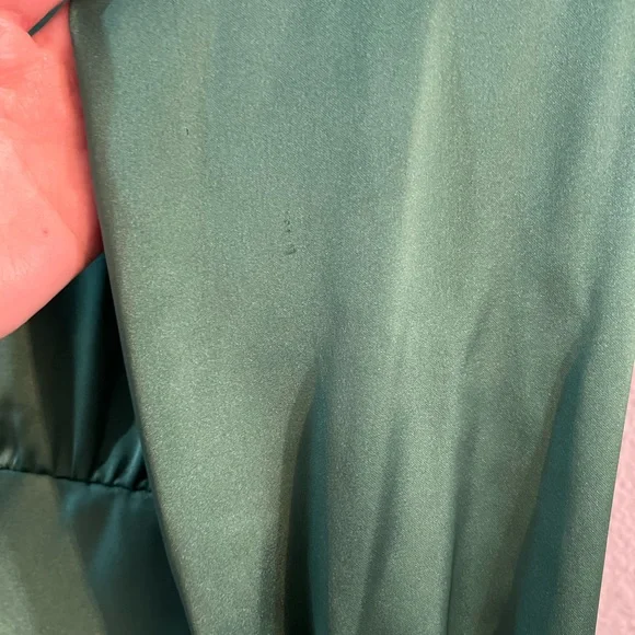 ZARA GREEN SATIN MIDI DRESS - Picture 8 of 10